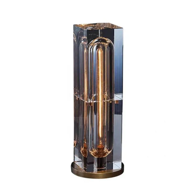 Quadratische Kristall-Tischlampe – Elegante, moderne Leuchte