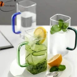 Quadratischer Glasbecher – 400 ml, mikrowellengeeignet, Kaffee- und Bierbecher