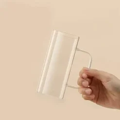 Quadratischer Glasbecher – 400 ml, mikrowellengeeignet, Kaffee- und Bierbecher