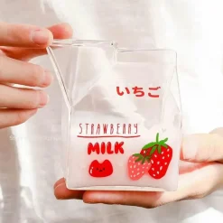 Quadratischer Milchbecher aus Glas, 250 ml, mikrowellengeeignet, Geschirr für die Küche im japanischen Stil