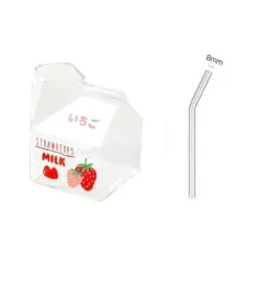 Quadratischer Milchbecher aus Glas, 250 ml, mikrowellengeeignet, Geschirr für die Küche im japanischen Stil