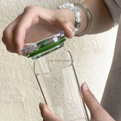 Quadratisches Glasbecher-Set mit Strohhalm – Stilvolles, hitzebeständiges Trinkgeschirr für Milch und Kaffee