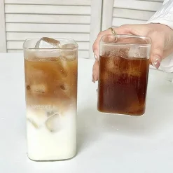 Quadratisches Glasbecher-Set – Tassen für Kaffee, Tee, Saft, Dessert