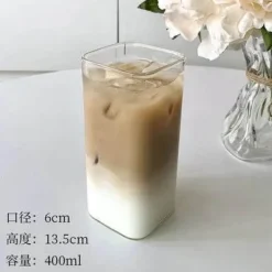 Quadratisches Glasbecher-Set – Tassen für Kaffee, Tee, Saft, Dessert