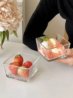 Quadratisches Glasschüssel-Set – multifunktional für Desserts, Salate, Eis und Joghurt