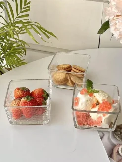 Quadratisches Glasschüssel-Set – multifunktional für Desserts, Salate, Eis und Joghurt