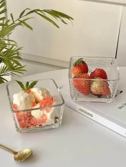 Quadratisches Glasschüssel-Set – multifunktional für Desserts, Salate, Eis und Joghurt