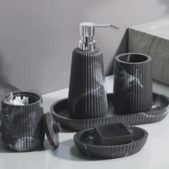 Raine Sandstone Bathroom Accessories - Elegant Stone Bathroom Set