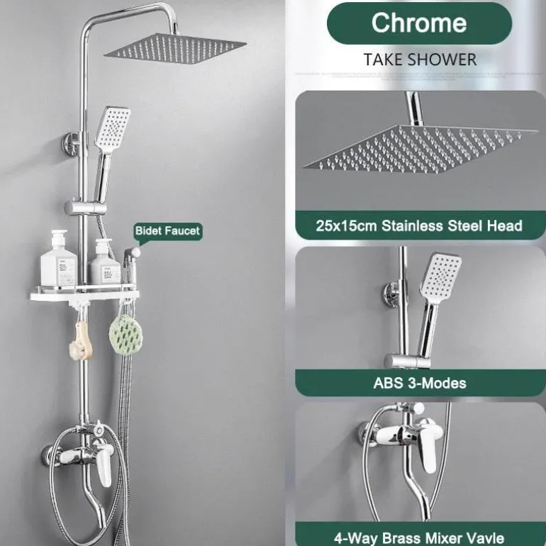 Rainfall Shower Set - Stylish Bathroom Fixture