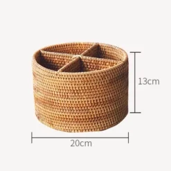 Rattan Aufbewahrungsbox - Organizer mit Griff fürs Home Office