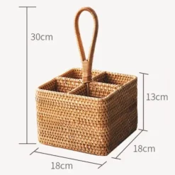 Rattan Aufbewahrungsbox - Organizer mit Griff fürs Home Office