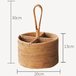 Rattan Aufbewahrungsbox - Organizer mit Griff fürs Home Office