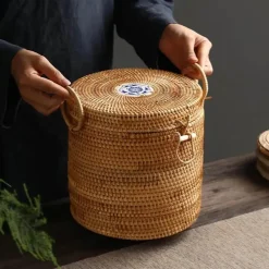 Rattan Tee Aufbewahrungsbox - Grüner Tee Organizer Dose