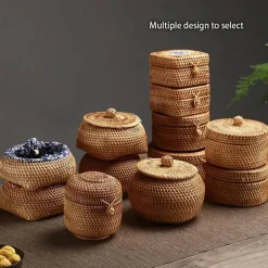 Rattan-Aufbewahrungsbox – Küchen-Organizer, Snackbehälter