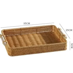 Rattan-Aufbewahrungstablett – Multifunktionale Servierplatte mit Griff
