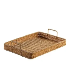 Rattan-Aufbewahrungstablett – Multifunktionale Servierplatte mit Griff