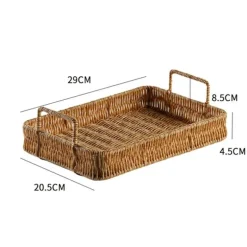 Rattan-Aufbewahrungstablett – Multifunktionale Servierplatte mit Griff