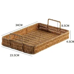 Rattan-Aufbewahrungstablett – Multifunktionale Servierplatte mit Griff
