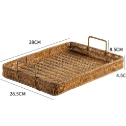 Rattan-Aufbewahrungstablett – Multifunktionale Servierplatte mit Griff
