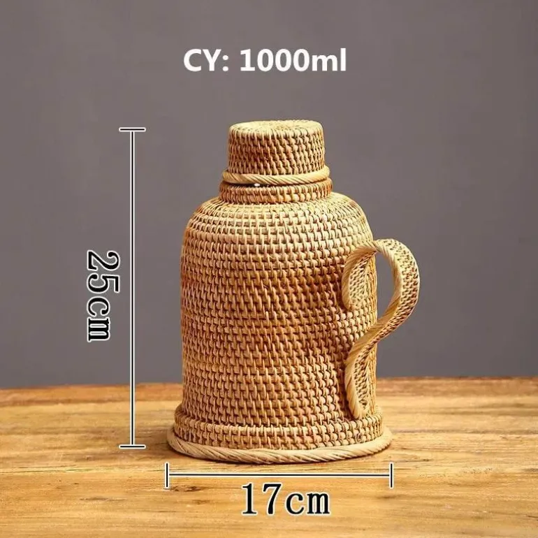 Rattan-Isolierflasche – 1 l Kaffee- und Teekanne