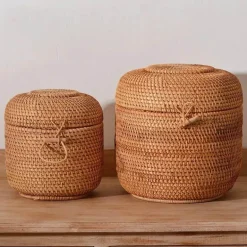 Rattan-Tee-Aufbewahrungsbox - Puer-Grünteedose für Gongfu-Set