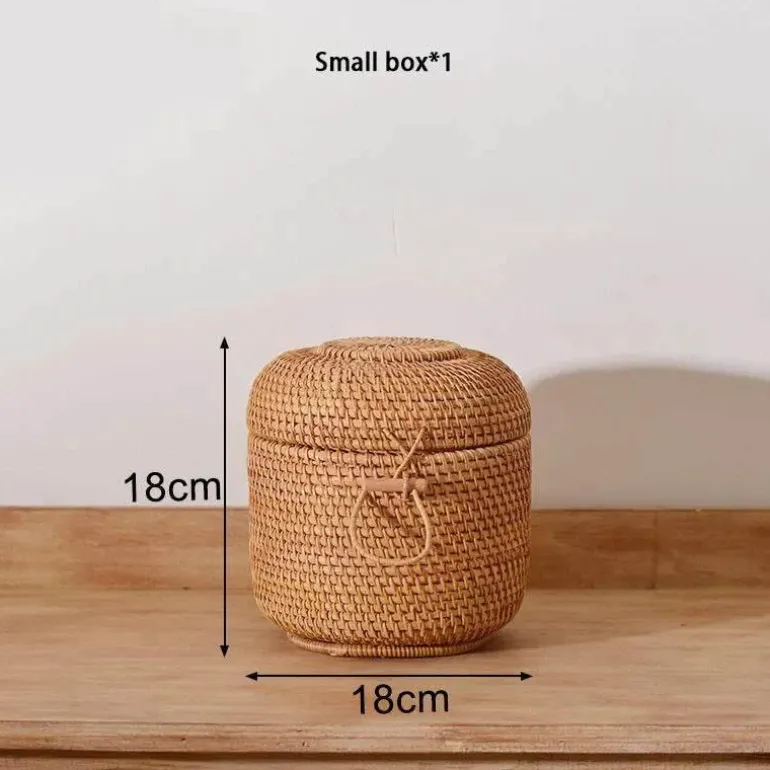 Rattan-Tee-Aufbewahrungsbox - Puer-Grünteedose für Gongfu-Set
