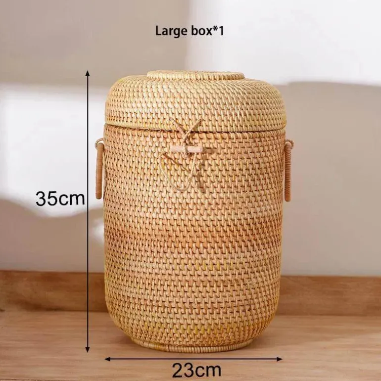 Rattan-Tee-Aufbewahrungsbox - Puer-Grünteedose für Gongfu-Set