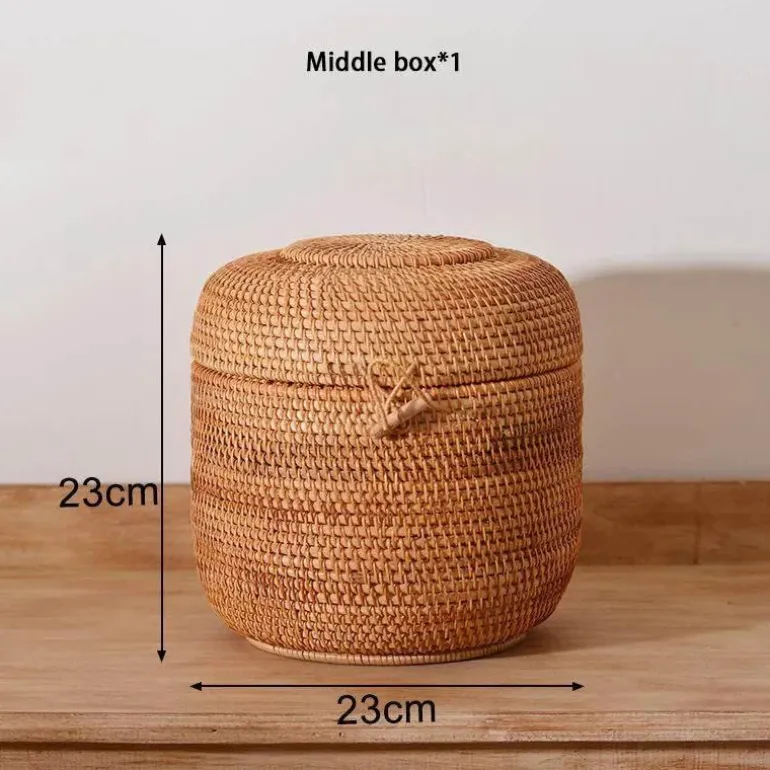 Rattan-Tee-Aufbewahrungsbox - Puer-Grünteedose für Gongfu-Set