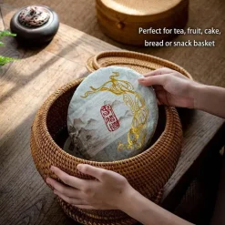 Rattan-Teedose – Aufbewahrungsbox für grünen Puer-Tee für Kung-Fu-Tee
