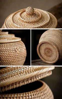 Rattan-Teedose – Aufbewahrungsbox für grünen Puer-Tee für Kung-Fu-Tee