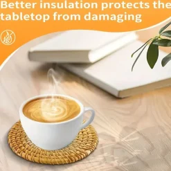 Rattan-Untersetzer-Set – hitzebeständiges Korbgeflecht, Boho-Dekor, 6-teilig