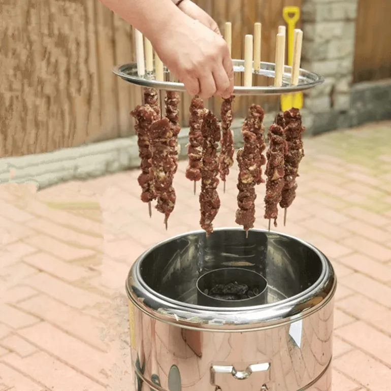 Rauchfreier Edelstahl-BBQ-Grill – Tragbare Camping-Lösung