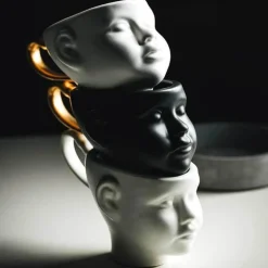 Realistische Keramik-Gesichtsbecher – Elegantes Kaffeetassen-Set