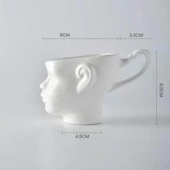 Realistische Keramik-Gesichtsbecher – Elegantes Kaffeetassen-Set