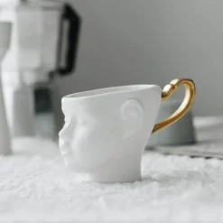 Realistische Keramik-Gesichtsbecher – Elegantes Kaffeetassen-Set