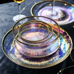 Regenbogen-Essteller aus Glas – farbenfrohes, kreatives Geschirr