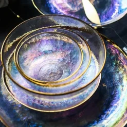 Regenbogen-Essteller aus Glas – farbenfrohes, kreatives Geschirr