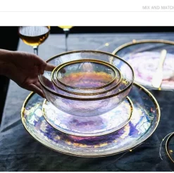 Regenbogen-Essteller aus Glas – farbenfrohes, kreatives Geschirr