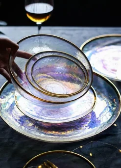 Regenbogen-Essteller aus Glas – farbenfrohes, kreatives Geschirr