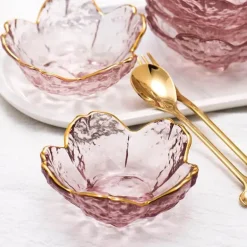 Regenbogen-Glasschale mit Goldrand - Blaue Schnecke, Seestern, Jakobsmuschelteller