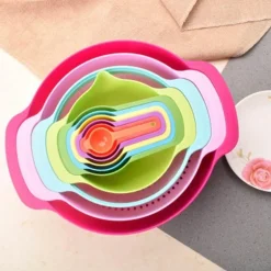 Regenbogen-Rührschüssel-Set, stapelbar, multifunktional, Küchenschüsseln