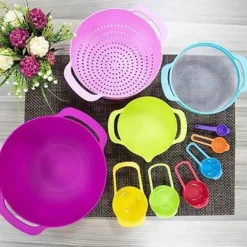 Regenbogen-Rührschüssel-Set, stapelbar, multifunktional, Küchenschüsseln