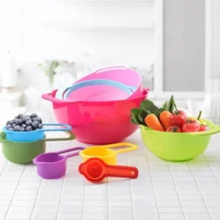 Regenbogen-Rührschüssel-Set, stapelbar, multifunktional, Küchenschüsseln