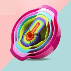 Regenbogen-Rührschüssel-Set, stapelbar, multifunktional, Küchenschüsseln