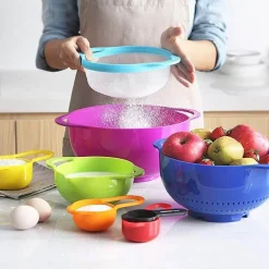 Regenbogen-Rührschüssel-Set, stapelbar, multifunktional, Küchenschüsseln