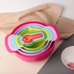 Regenbogen-Rührschüssel-Set, stapelbar, multifunktional, Küchenschüsseln