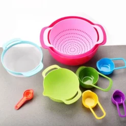 Regenbogen-Rührschüssel-Set, stapelbar, multifunktional, Küchenschüsseln