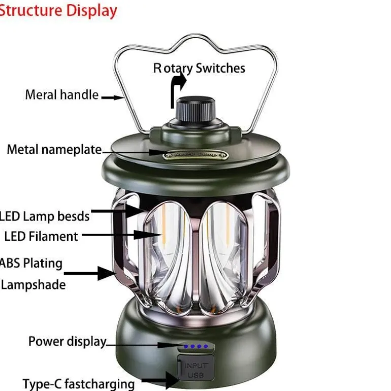 Retro Campinglampe - Tragbare LED-Powerbank