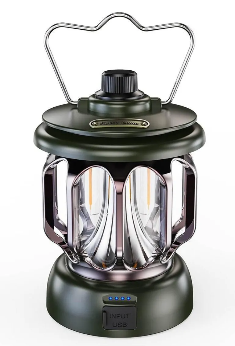 Retro Campinglampe - Tragbare LED-Powerbank