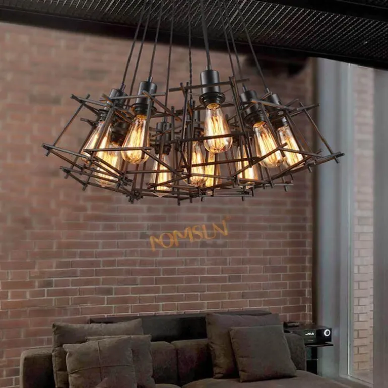 Retro Chandelier Lamp - Modern Iron Light Fixture